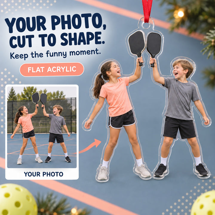 Custom Photo Pickleball Junior Cheers Acrylic Ornament — Main design