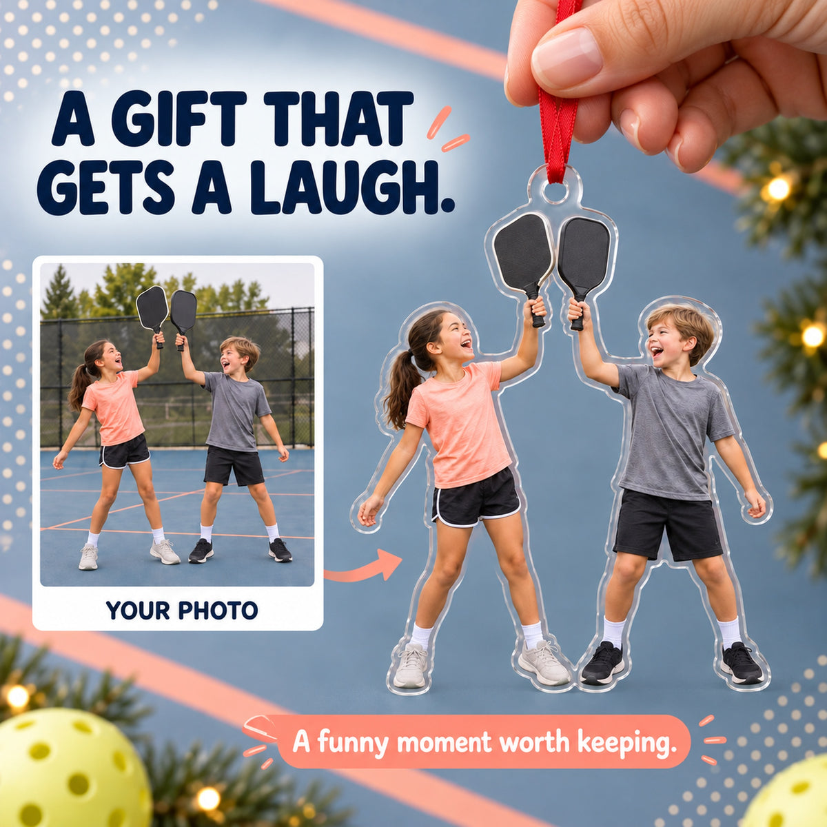 Custom Photo Pickleball Junior Cheers Acrylic Ornament — Gift inspiration