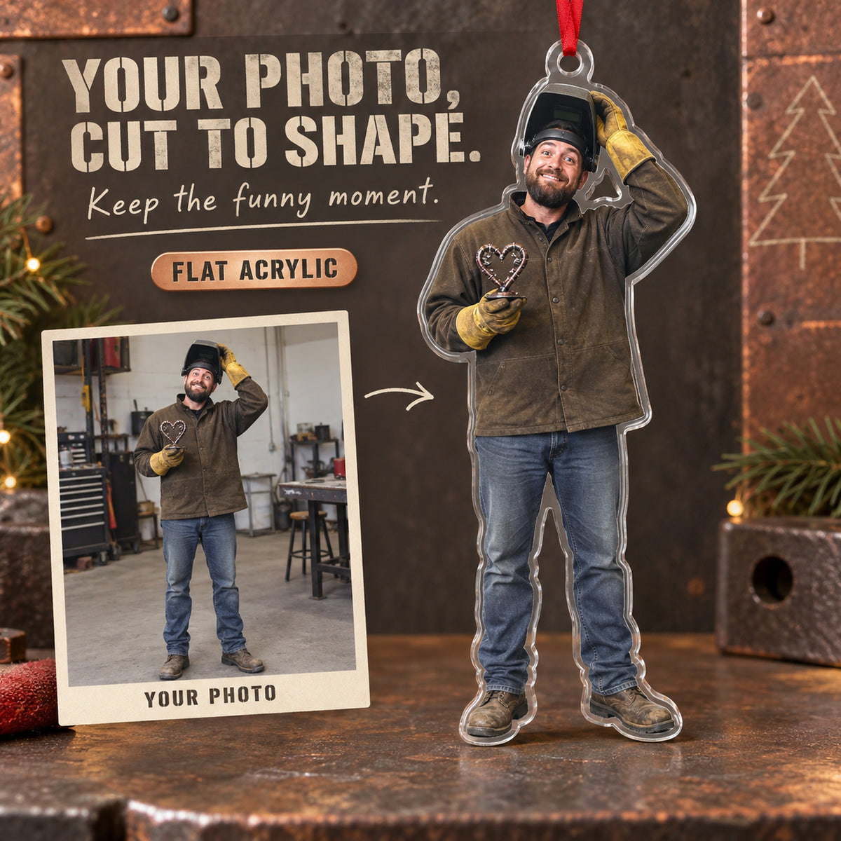 Custom Photo Welder Proud Creation Acrylic Ornament — Main design