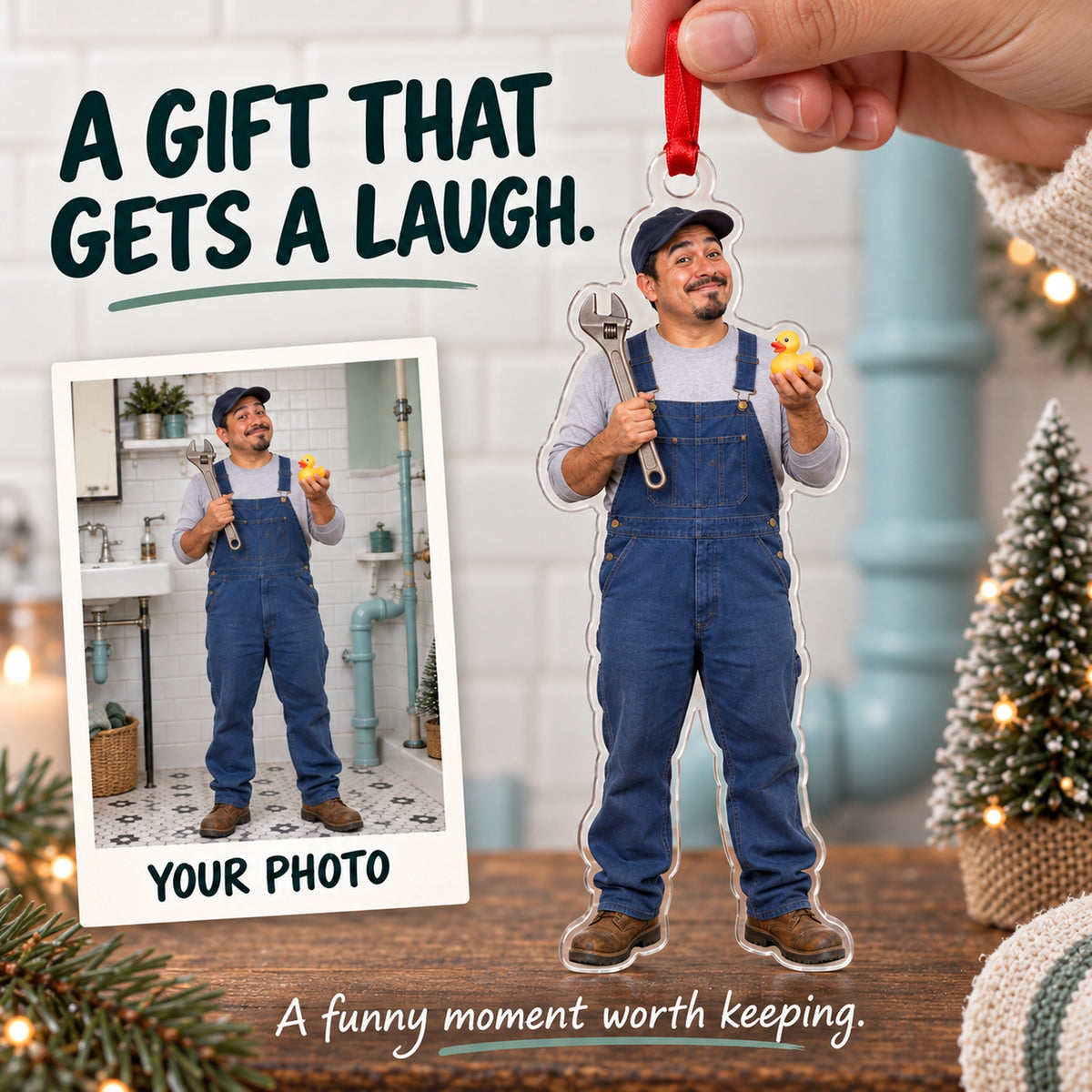 Custom Photo Plumber Tiny Duck Acrylic Ornament — Gift inspiration