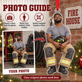 Custom Photo Firefighter Cat Partner Acrylic Ornament — Personalization guide