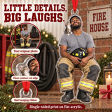 Custom Photo Firefighter Cat Partner Acrylic Ornament — Product details