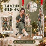 Custom Photo Vet Assistant Photobomb Acrylic Ornament — Flat acrylic material