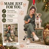 Custom Photo Vet Assistant Photobomb Acrylic Ornament — Production and delivery