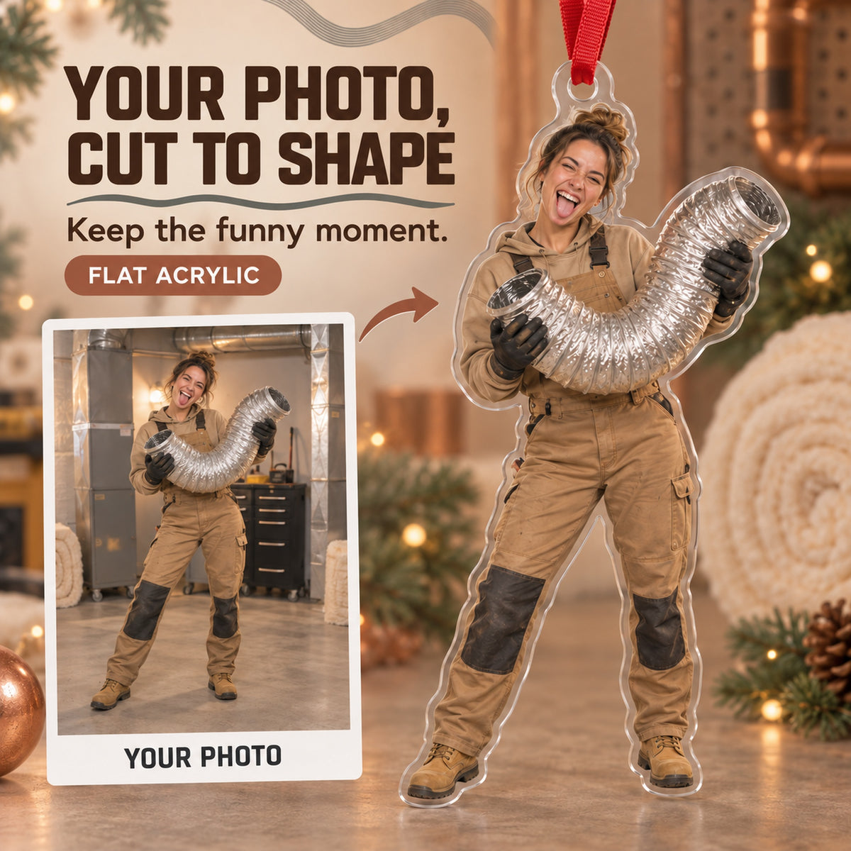 Custom Photo HVAC Accordion Duct Acrylic Ornament — Main design