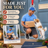 Custom Photo Mail Carrier Dog Greet Acrylic Ornament — Production and delivery
