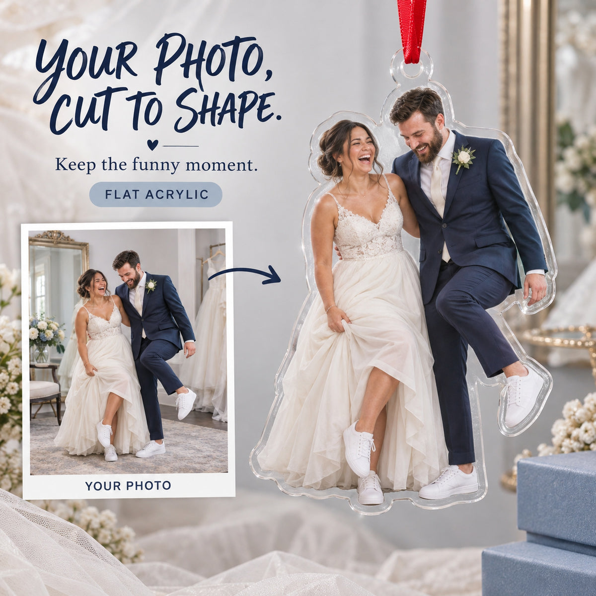 Custom Photo Sneakers Under the Dress Acrylic Ornament — Main design