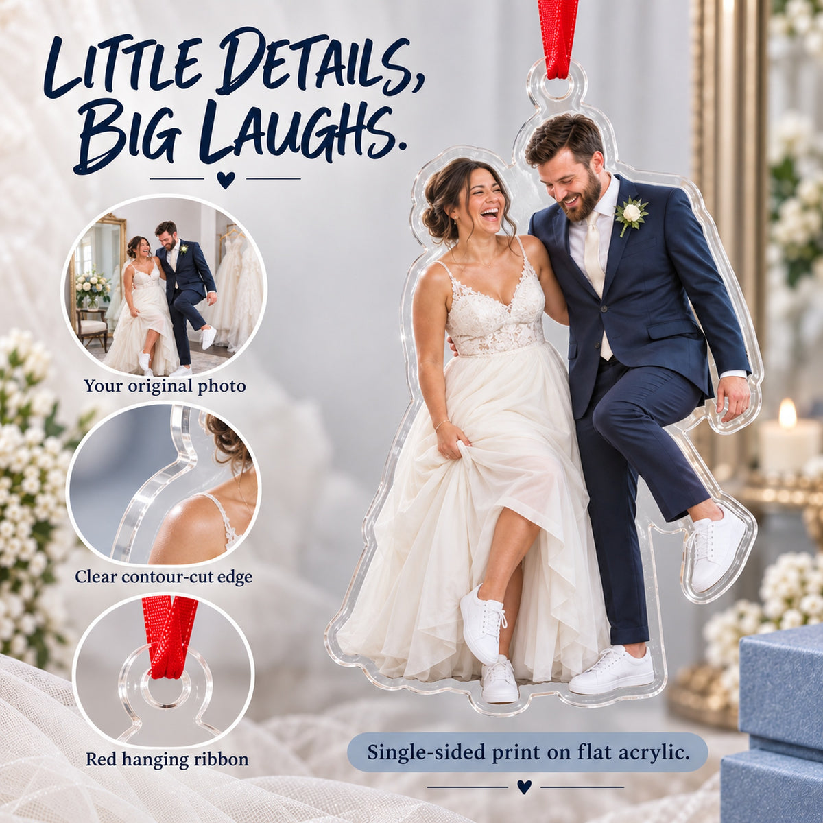Custom Photo Sneakers Under the Dress Acrylic Ornament — Product details