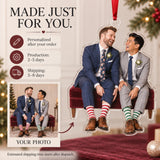 Custom Photo Two Grooms Silly Socks Acrylic Ornament — Production and delivery