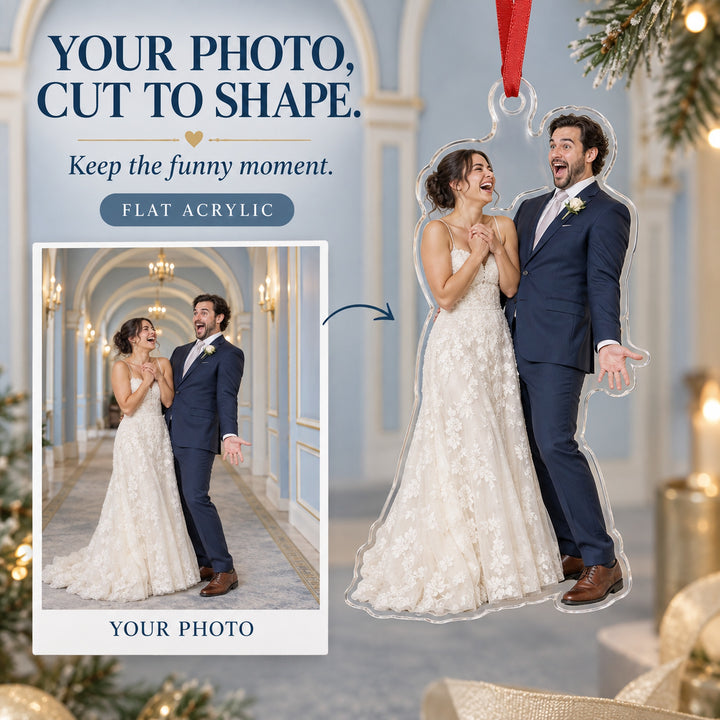 Custom Photo First Look Laugh Acrylic Ornament — Main design