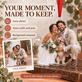 Custom Photo Wedding Photo Photobomb Acrylic Ornament — Personalization example