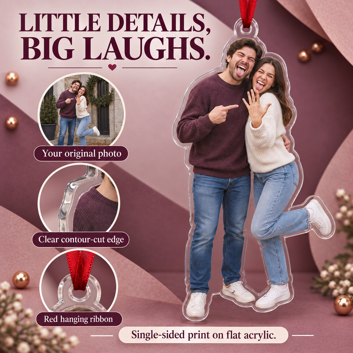 Custom Photo Ring Selfie Goof Acrylic Ornament — Product details