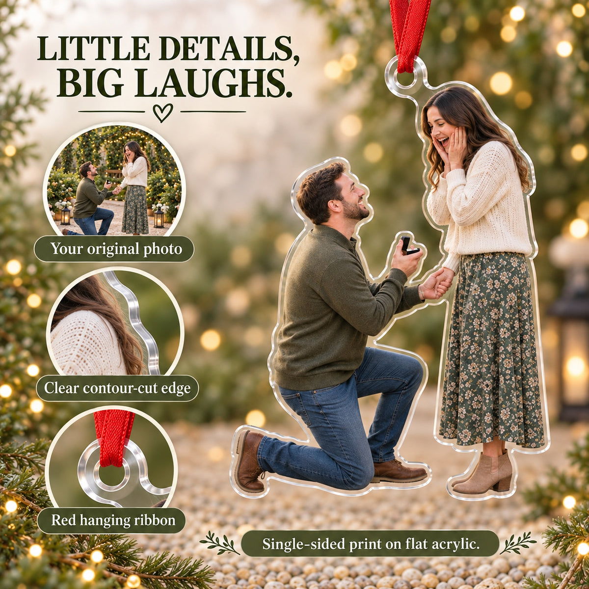 Custom Photo Proposal Surprise Face Acrylic Ornament — Product details