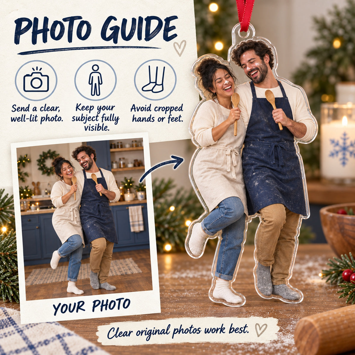 Custom Photo Kitchen Dance Mess Acrylic Ornament — Personalization guide
