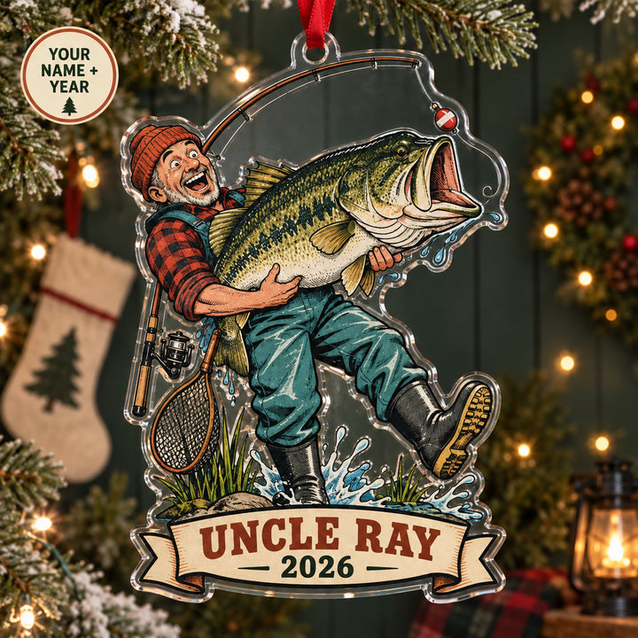 Personalized Funny Giant Bass Catch Acrylic Ornament — Main design