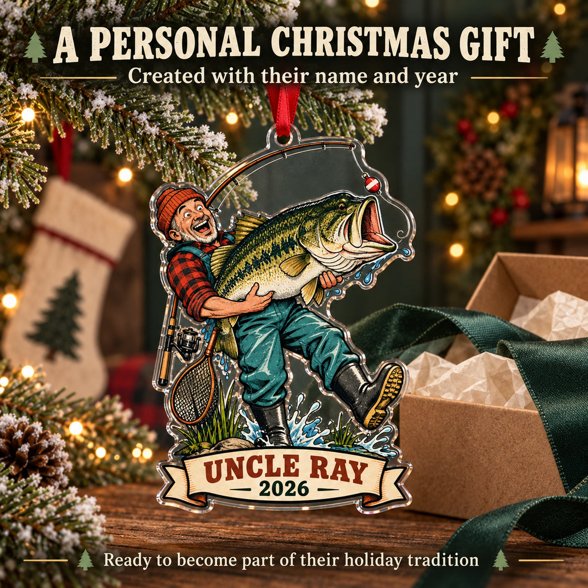 Personalized Funny Giant Bass Catch Acrylic Ornament — Gift inspiration