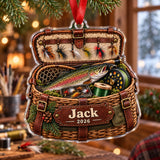 Personalized Fly Fishing Creel Chest Acrylic Ornament — Main design