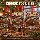 Personalized Fly Fishing Creel Chest Acrylic Ornament — Personalization example