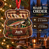 Personalized Fly Fishing Creel Chest Acrylic Ornament — Production and delivery