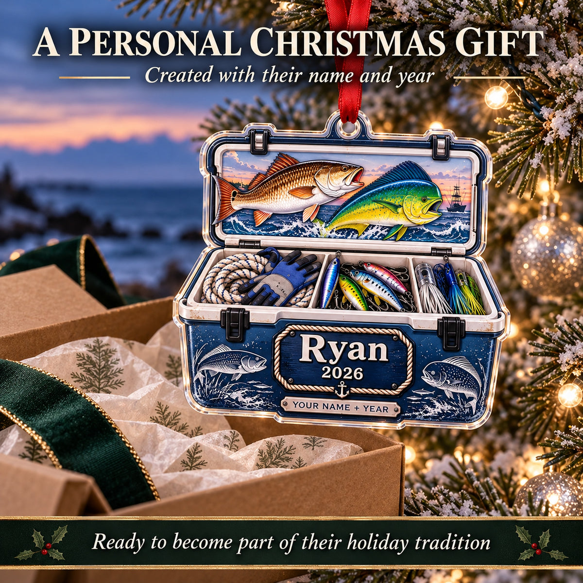 Personalized Saltwater Captain Cooler Acrylic Ornament — Gift inspiration