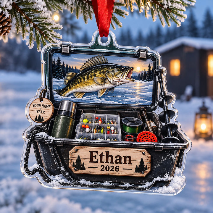 Personalized Ice Fishing Sled Kit Acrylic Ornament — Main design