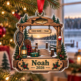Personalized First Catch Dock Keepsake Acrylic Ornament — Main design