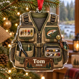 Personalized Trout River Fishing Vest Acrylic Ornament — Main design