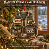 Personalized Trout River Fishing Vest Acrylic Ornament — Size guide