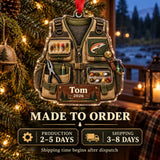 Personalized Trout River Fishing Vest Acrylic Ornament — Production and delivery
