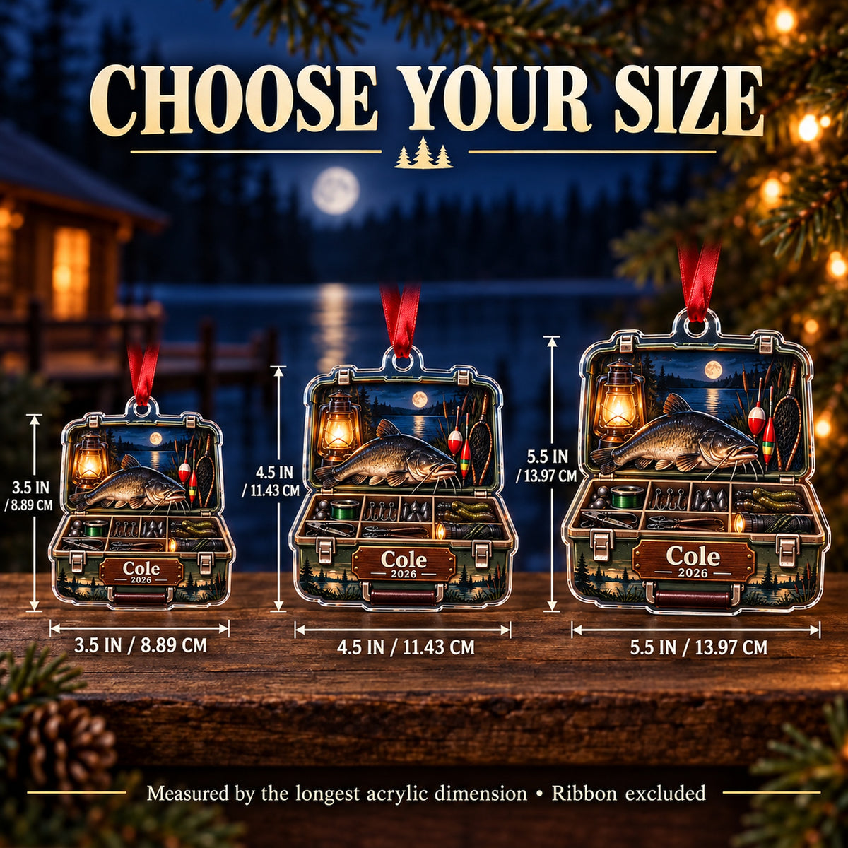 Personalized Catfish Night Lantern Box Acrylic Ornament — Personalization example