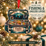 Personalized Lady Angler Tackle Bag Acrylic Ornament — Size guide