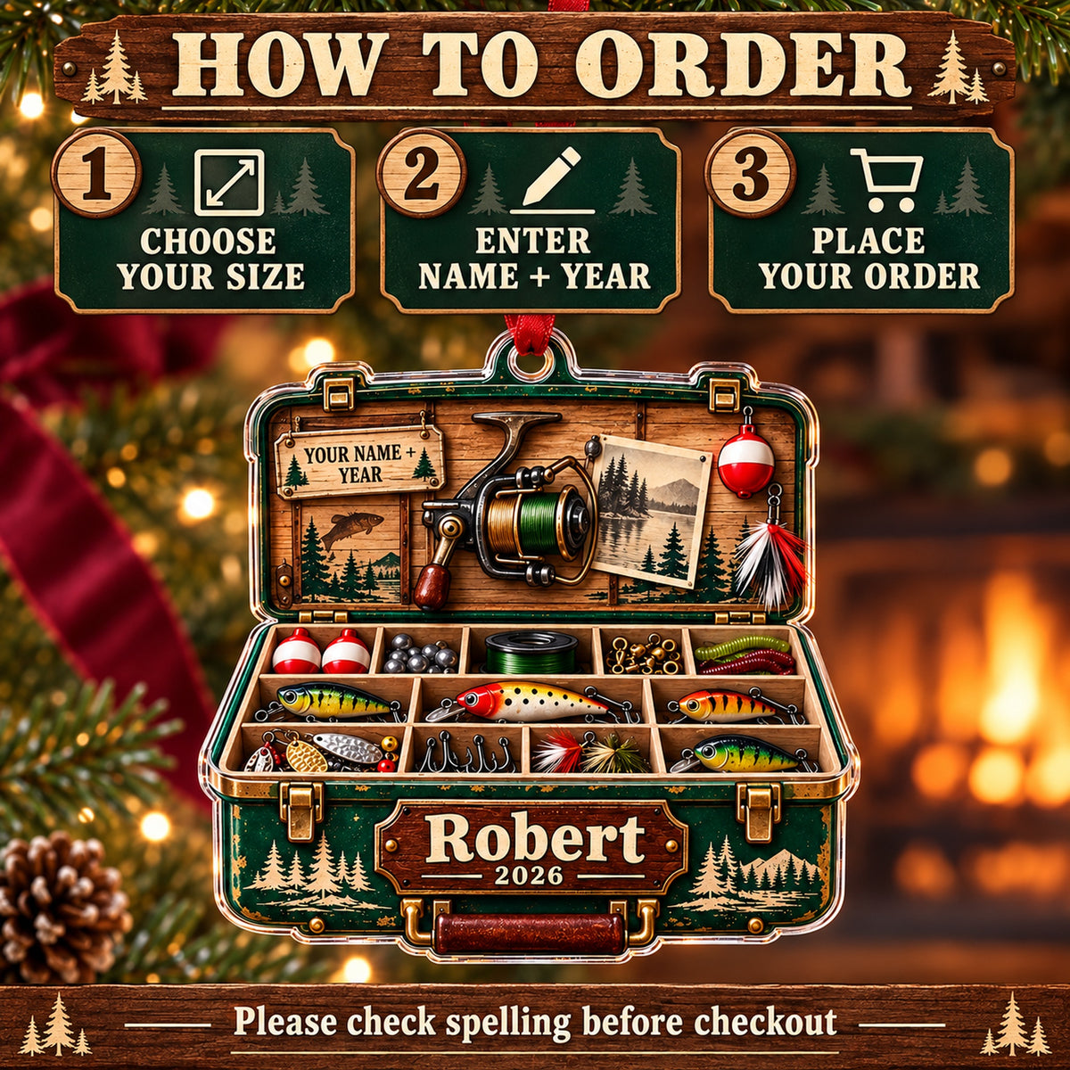Personalized Grandpas Lucky Lure Cabinet Acrylic Ornament — Product details