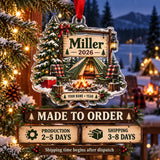 Personalized Family Campsite Sign Acrylic Ornament — Production and delivery
