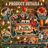 Personalized Camping Dog Gear Bin Acrylic Ornament — How to order