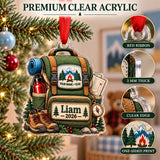 Personalized First Camping Trip Backpack Acrylic Ornament — Flat acrylic material