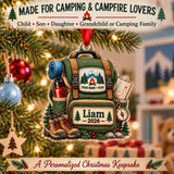 Personalized First Camping Trip Backpack Acrylic Ornament — Size guide