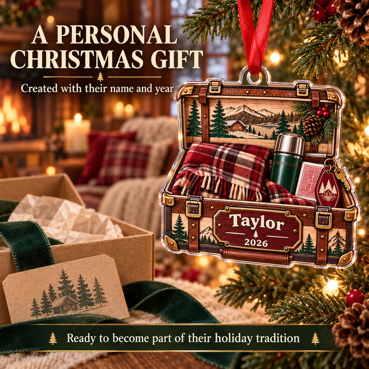 Personalized Cabin Weekend Trunk Acrylic Ornament — Gift inspiration