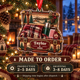 Personalized Cabin Weekend Trunk Acrylic Ornament — Production and delivery