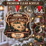 Personalized First Buck Milestone Plaque Acrylic Ornament — Flat acrylic material