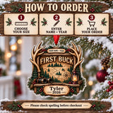Personalized First Buck Milestone Plaque Acrylic Ornament — Product details
