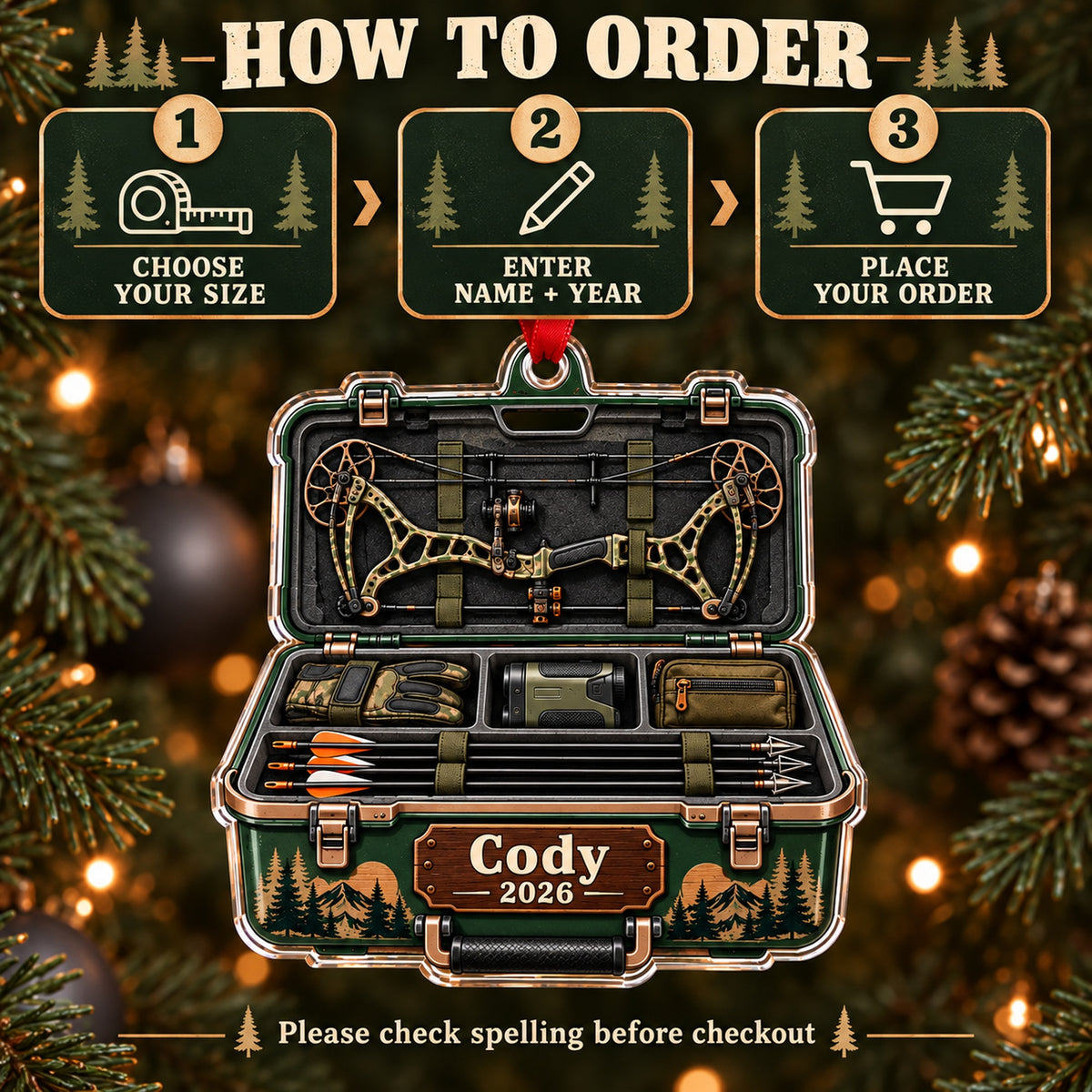 Personalized Bow Hunter Hard Case Acrylic Ornament — Product details