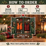 Personalized Father and Son Deer Camp Locker Acrylic Ornament — Product details