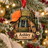Personalized Woman Hunter Backpack Acrylic Ornament — Main design