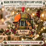 Personalized Woman Hunter Backpack Acrylic Ornament — Size guide