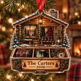 Personalized Vintage Deer Camp Cabin Acrylic Ornament — Main design