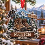 Personalized Summit Boots and Poles Acrylic Ornament — Main design