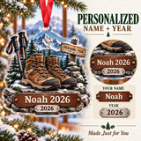 Personalized Summit Boots and Poles Acrylic Ornament — Personalization guide