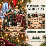 Personalized Hiking Couple Double Pack Acrylic Ornament — Personalization guide