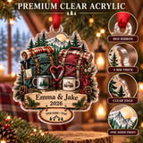 Personalized Hiking Couple Double Pack Acrylic Ornament — Flat acrylic material