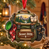 Personalized Hiking Dog Trail Pack Acrylic Ornament — Main design